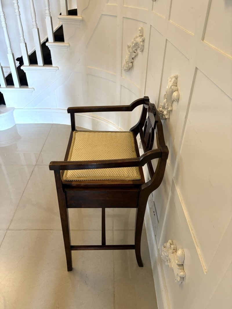 Antique Edwardian Mahogany Inlaid Piano Stool - Image 3